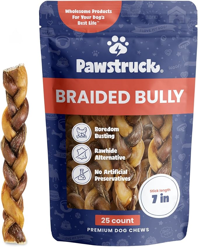 Pawstruck Natural 7” Braided Bully Sticks by Pawstruck