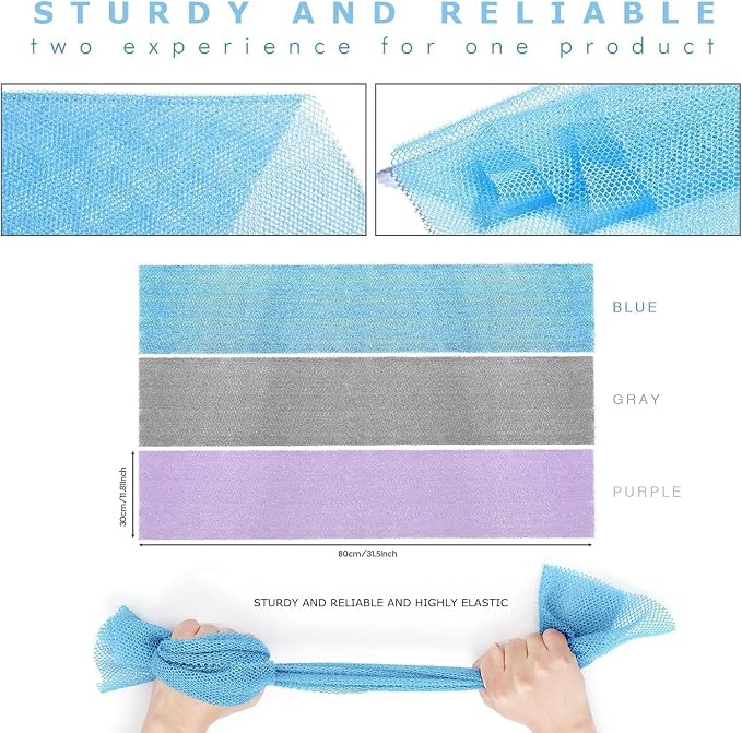 UJFQBH 3 Pieces African exfoliating net African Net Long Net Bath Sponge - Image 3