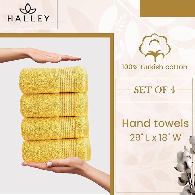 HALLEY Turkish Cotton Towels Hand Towels Super Soft Highly Absorbent 100% - Image 5