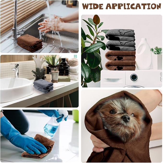 Chumia 4 Pcs Dog Towels for Drying Dog Puppy Bulk Microfiber Absorbent Paw - Image 3