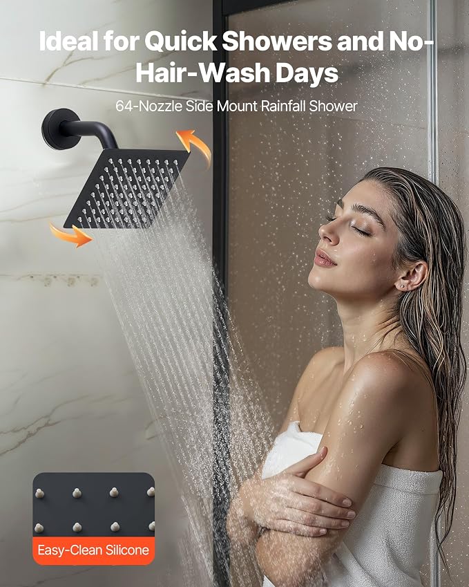 VEVOR Shower Faucet Set, 12 Inch Thermostatic Ceiling Mount Rainfall Shower - Image 6