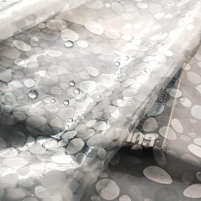 AooHome Pebble Pattern Shower Curtain Liner, Plastic EVA Shower Curtain - Image 7