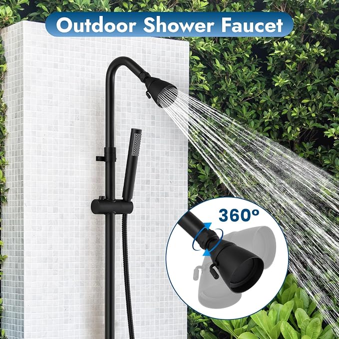Matte Black Wall Mount Outdoor Shower Kit - Image 2