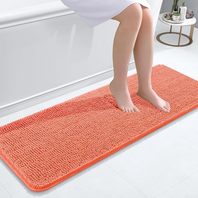 OLANLY Bathroom Rugs 47x17, Extra Soft Absorbent Chenille Bath Rugs, Rubber by OLANLY