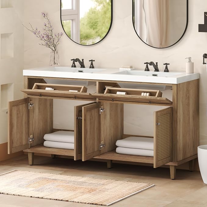 60 Inch Bathroom Vanity with Double SMC Sink Combo Set, Large Double Sink - Image 9