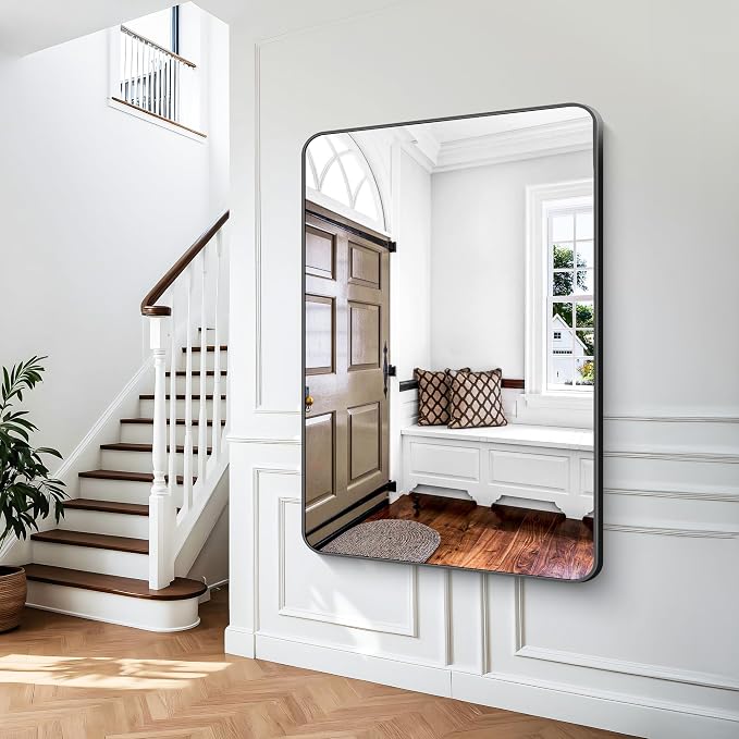 BONEWEI Black Bathroom Mirror, 60x40 inch Wall Mirror - Image 8