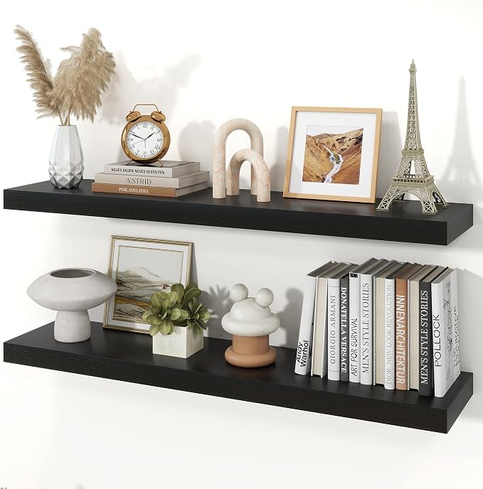 Floating Shelves for Wall, 9.3" Deep Wall Mounted Wood Shelves for Bathroom by Unknown