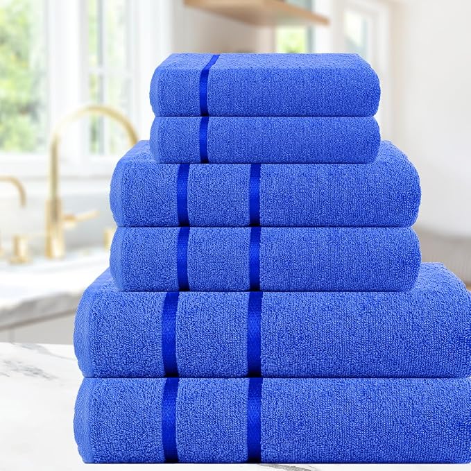 CASA COPENHAGEN Eternal 6 Pieces Towel Set- Electric Blue, 500 GSM 2 Bath Towel - Image 2