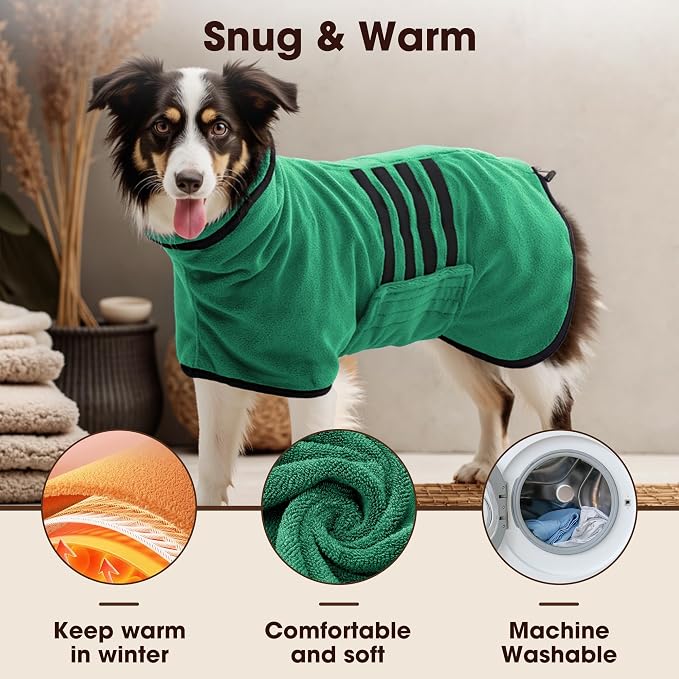 Microfibre Dog Bathrobe Towel Wrap Super Absorbent Dog Drying Coat Bath Robe - Image 3