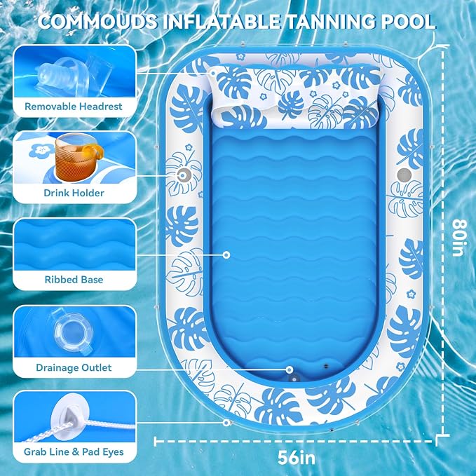 Inflatable Tanning Pool Lounger Float - Image 2
