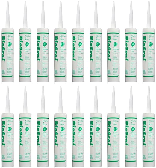 White BioSeal 100% Silicone Sealant Caulk Kitchen and Bath Grade, Waterproof by BladeDepot
