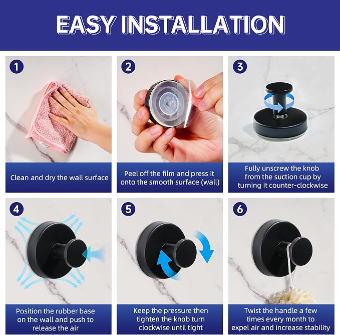 luckin smile Suction Cup Hooks for Shower, No-Drill Removable Towel Hook for - Image 7