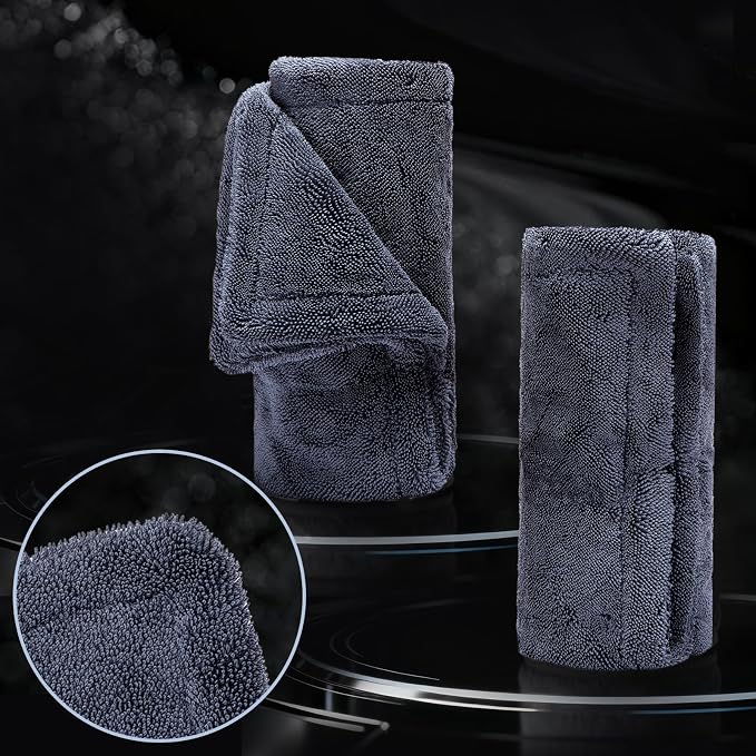 2-Pack 1200GSM Microfiber Car Drying Towels, Extra Large Twisted-Loop Absorbent - Image 8