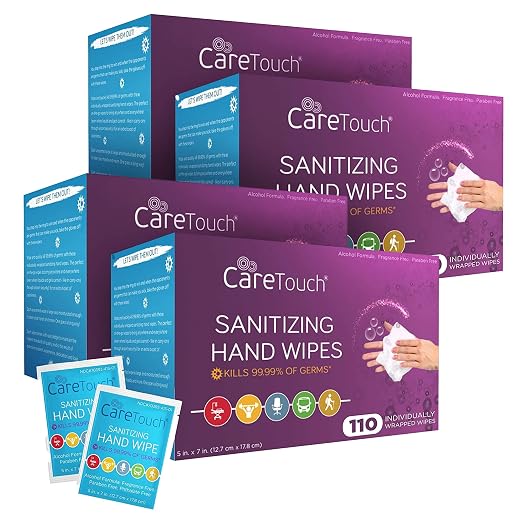 Care Touch Hand Sanitizer Wipes – 440 Individually Wrapped Packets by CareTouch