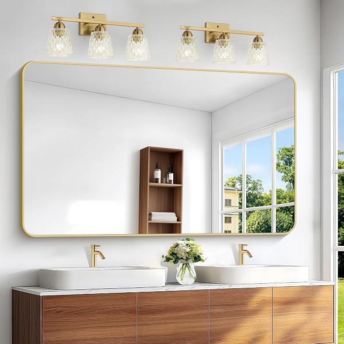 BONEWEI Gold Bathroom Mirror, 60x36 inch Wall Mirror by BONEWEI