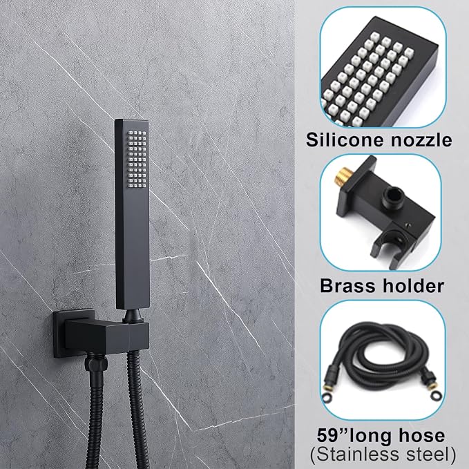 Digital Display Shower System Set 16 Inches Rain Fall Head Temperature Valve - Image 6