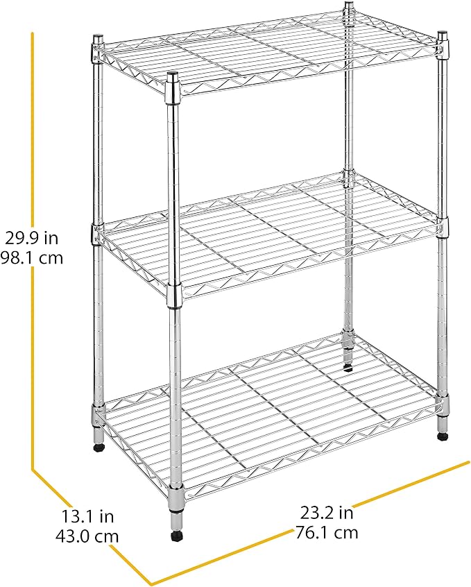 Whitmor 3 Tier Shelving Unit, Metal Storage Shelves, 400 lbs Capacity per Shelf - Image 3