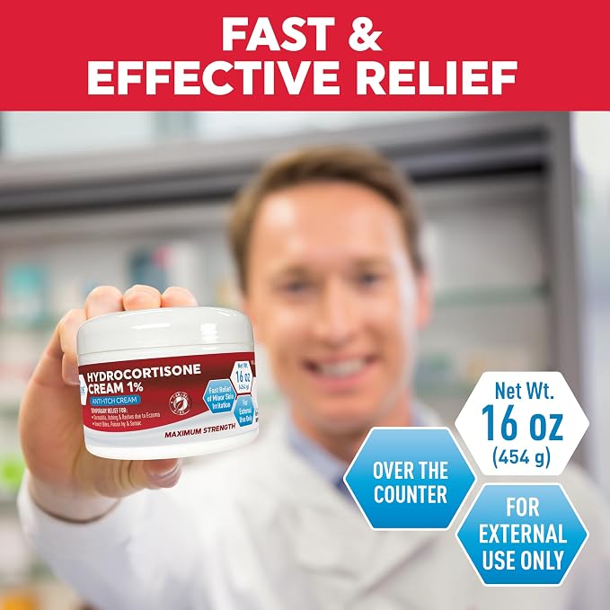 MED Pride 1% Hydrocortisone Cream Bulk 16 Oz Maximum Strength Itch Relief - Image 2