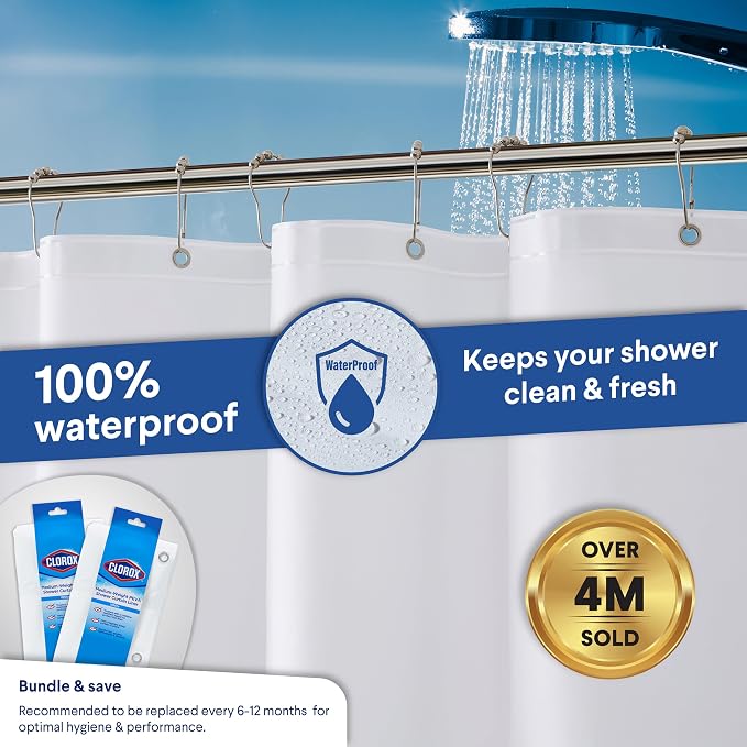 CLOROX Shower Curtain Liner, Premium Lightweight Flexible Waterproof 6g PEVA - Image 6
