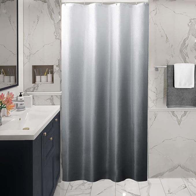 Gibelle Small Stall Shower Curtain 36 x 72, Narrow Grey Ombre Shower Curtain by Gibelle