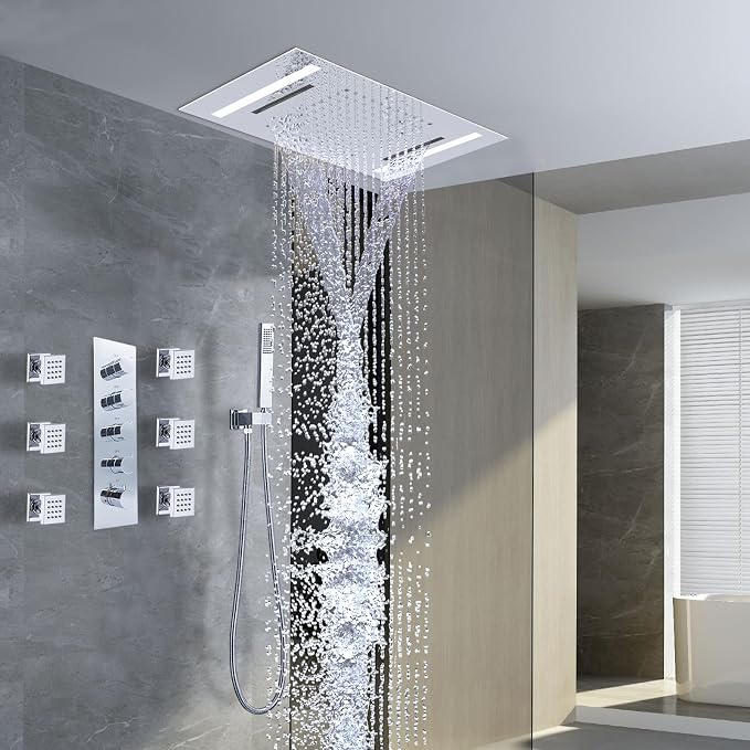 Multi Full Body Thermostatic Luxury Spa Shower System And 14x20 Inch LED 4 - Image 2