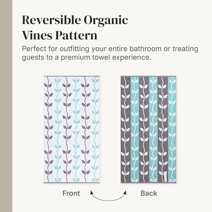 Modern Threads Organic Vines 6-Piece 100% Cotton Towel Set – Yarn Dyed Jacquard - Image 6