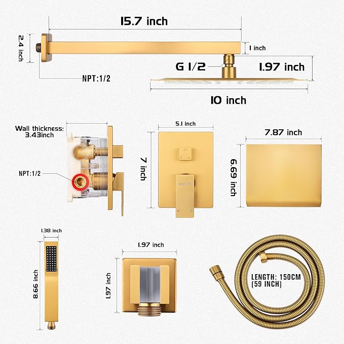 Wall Mounted Shower Faucet Set, Shower System - Image 6