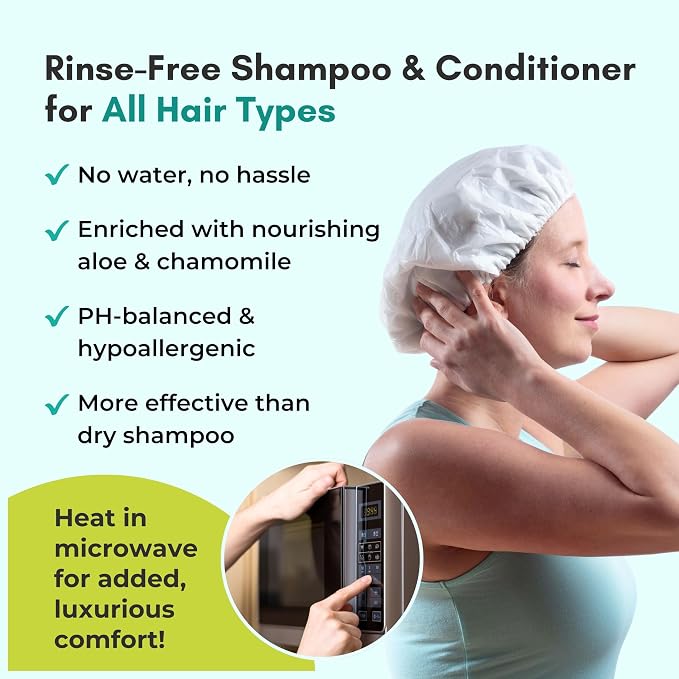 No Water Rinse Free Shampoo Cap by Nurture | Microwavable Hair Washing & - Image 4