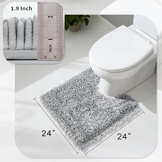 Yimobra Toilet Rugs U Shaped Washable, Extra Thick Soft Absorbent Chenille - Image 2