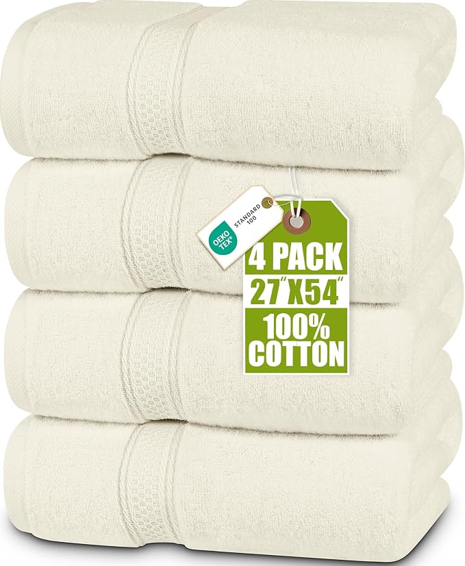 Utopia Towels 4 Pack Premium Bath Towels Set, 27 by 54 Inches, 100% Ring Spun by UTOPIATOWELS