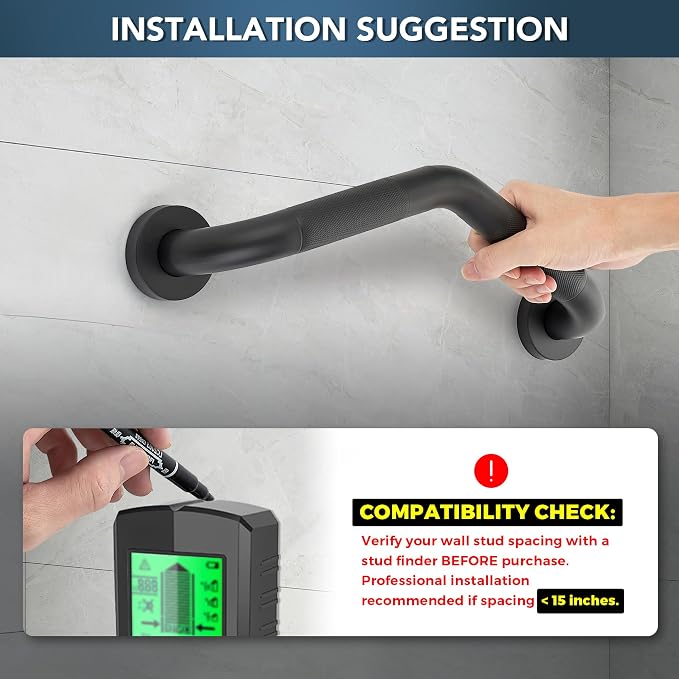 Grab Bars for Bathtubs and Showers- 1-1/4 x 16 Angled Shower Grab Bar for - Image 2