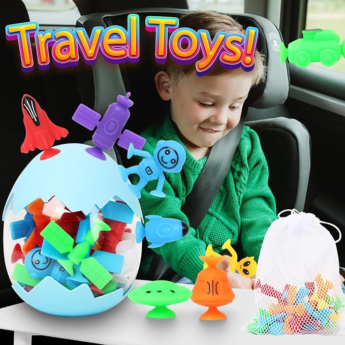 Suction Bath Toys for Kids, Silicone Suction Cup Toys, Sensory Window Building - Image 3