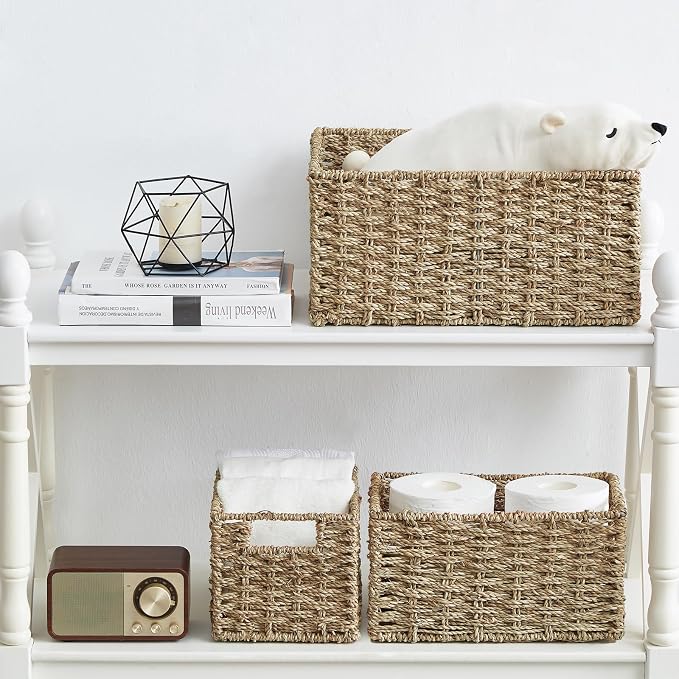 Vagusicc Wicker Basket, Seagrass Wicker Storage Basket - Image 3