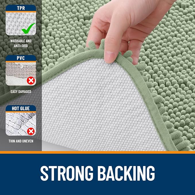 OLANLY Bathroom Rugs 59x24, Extra Soft Absorbent Chenille Bath Rugs, Rubber - Image 6