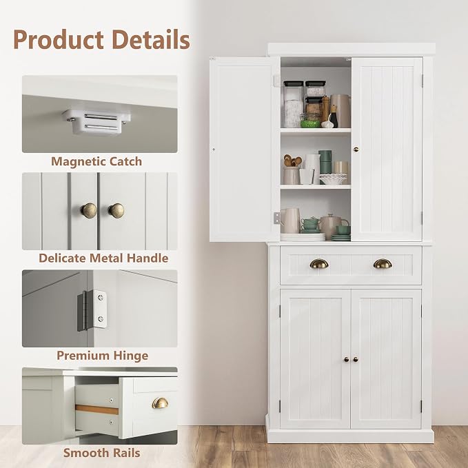 72" Kitchen Pantry, Tall Storage Cabinets - Image 5