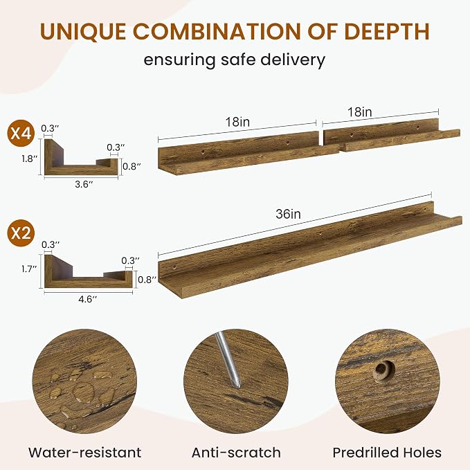 Axeman Picture Ledge Shelf, Floating Shelves - Image 3