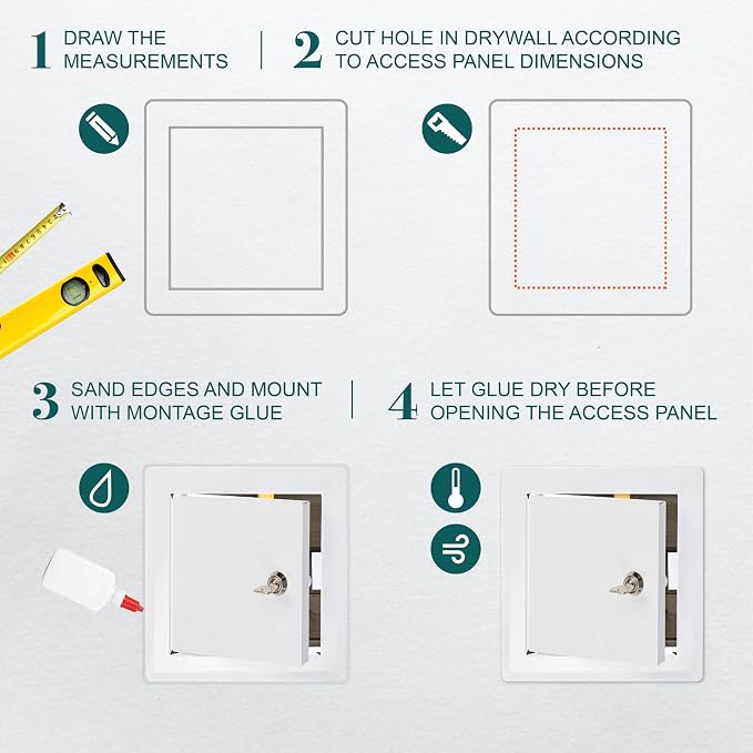 6" x 6" Lockable White Metal Access Panel. Service Shaft Door Panel - Image 3