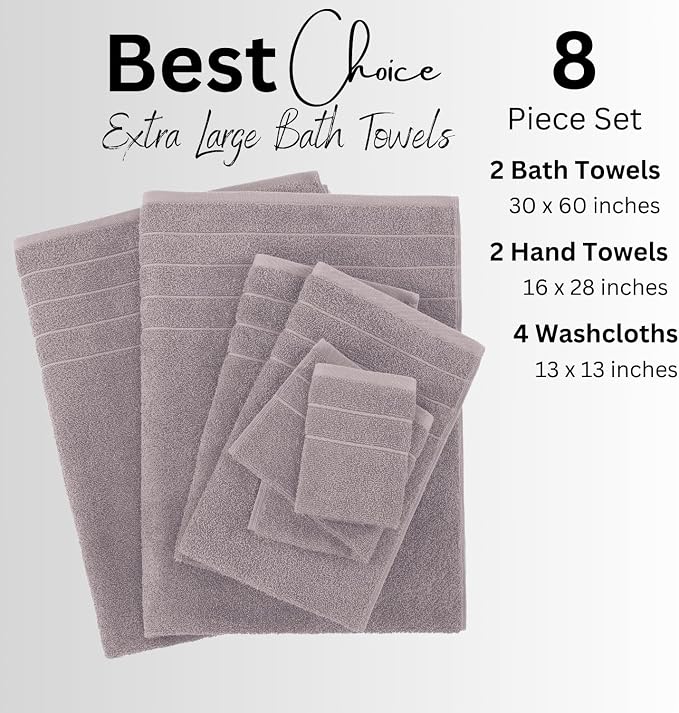 Casa Platino 100% Cotton 8 Piece Bath Towel Set - Image 4