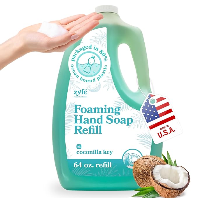 Foaming Hand Soap Refills – 64oz Foam Soap Refill Bottle, Natural Moisturizing by ZYFE-VitaminHandSoap