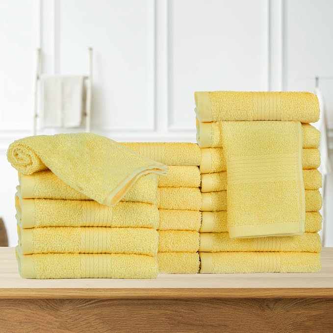 Ample Decor Wash Cloths Pack of 20, Oeko Tex Certified 600 GSM 100% Cotton Soft - Image 2
