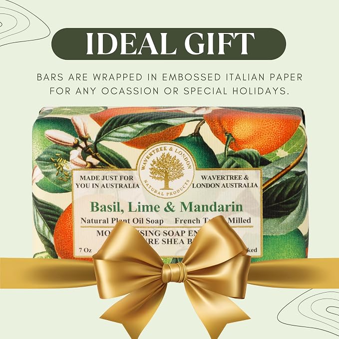 Wavertree & London Basil Lime & Mandarin Scented Natural Soap, 7oz Moisturizing - Image 6