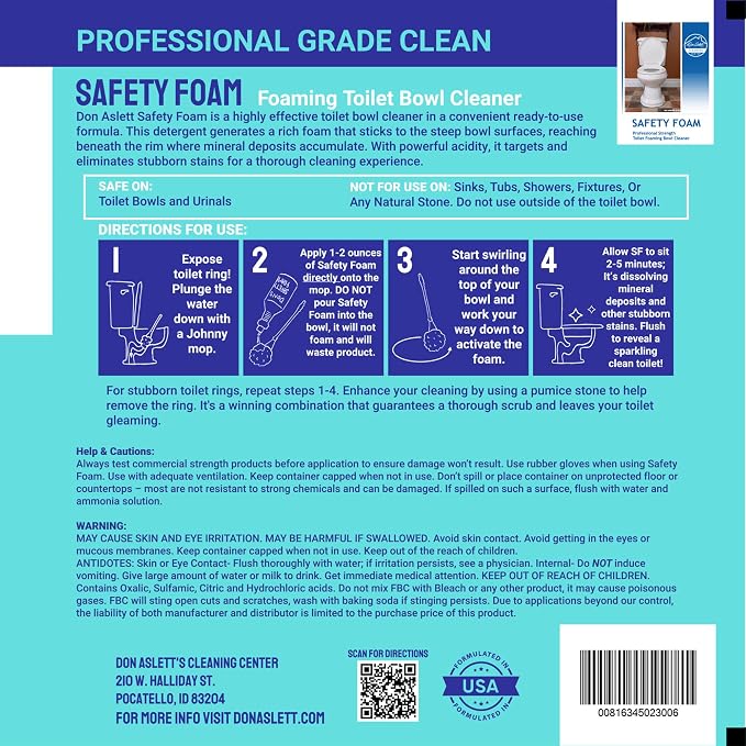 Don Aslett Safety Foam Toilet Bowl Cleaner Acidic Detergent and Deodorizer | - Image 8