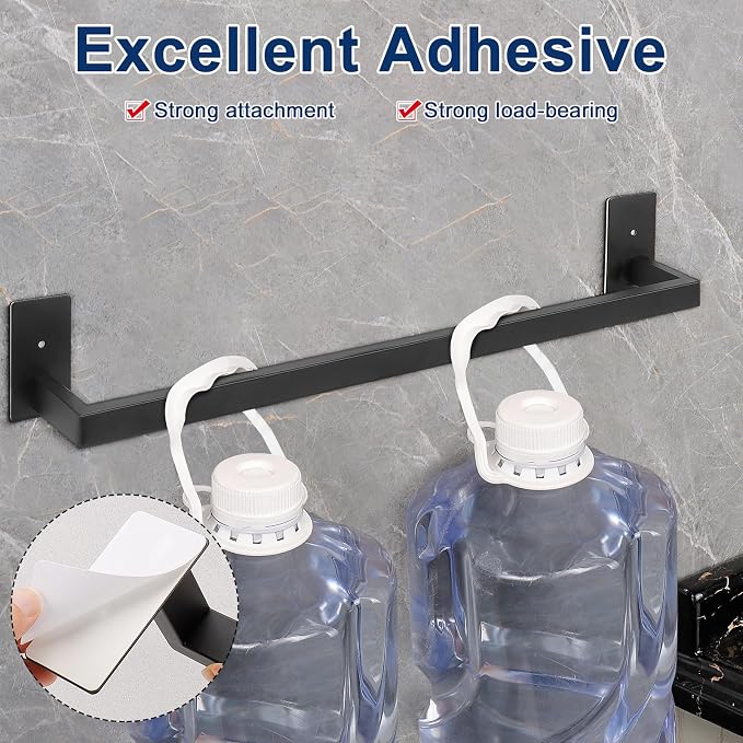 NearMoon Self Adhesive Bathroom Towel Bar, Stainless Steel Square Bath Wall - Image 3