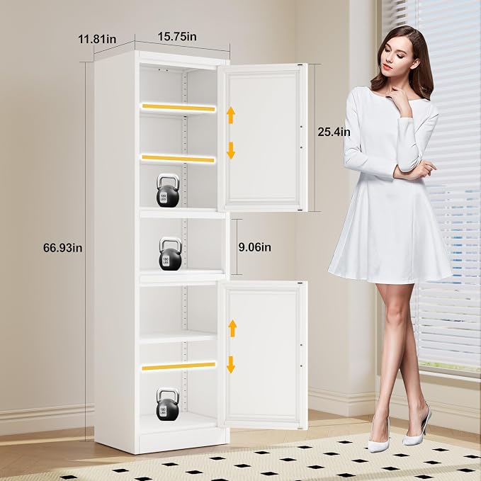 66.93" Tall Bathroom Storage Cabinet, Metal Storage Cabinet - Image 3