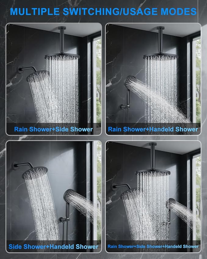 Shower System with Pressure Balance Valve, Matte Black - Image 2