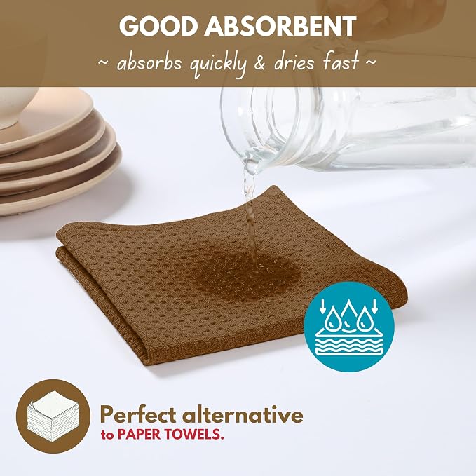 Native Fab Cotton Dish Towel 4 Pack Waffle Weave Tea Towels - Image 2