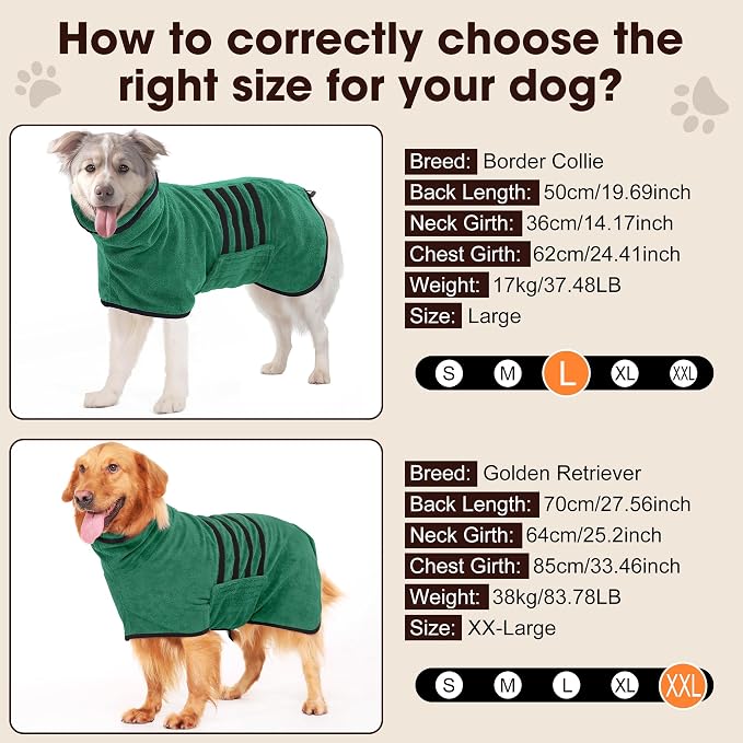 Microfibre Dog Bathrobe Towel Wrap Super Absorbent Dog Drying Coat Bath Robe - Image 5