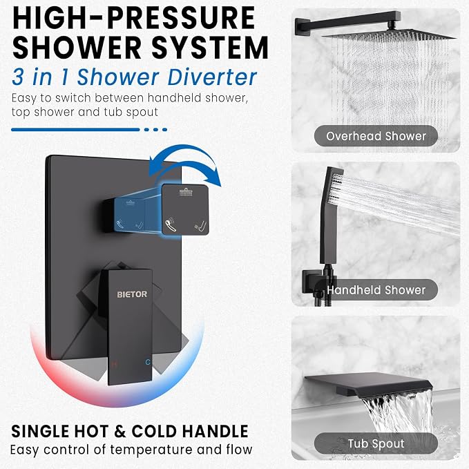 Wall Mounted Shower Faucet Set, Shower System - Image 2