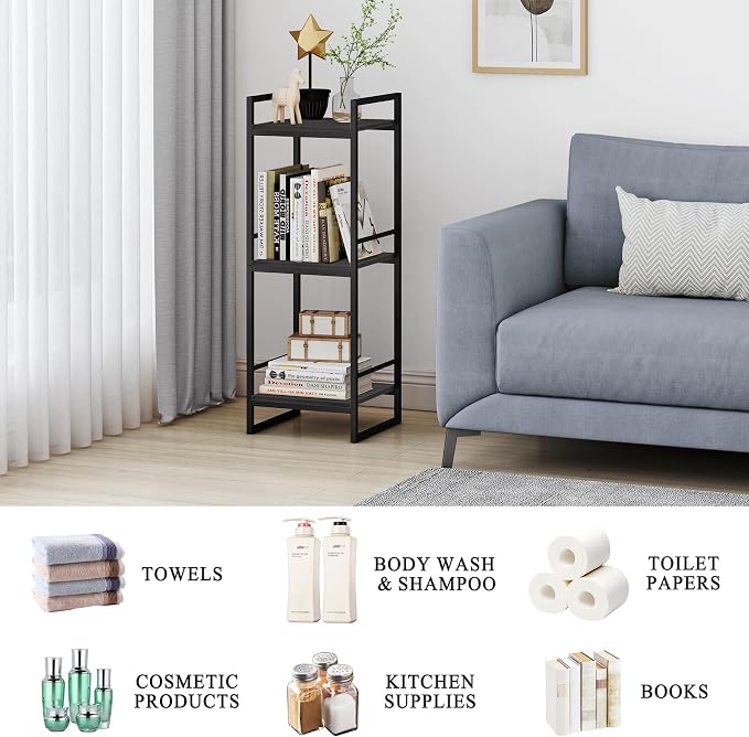 BYFU 3 Tier Bathroom Storage Open Shelf, Freestanding Metal Corner Storage Rack - Image 5