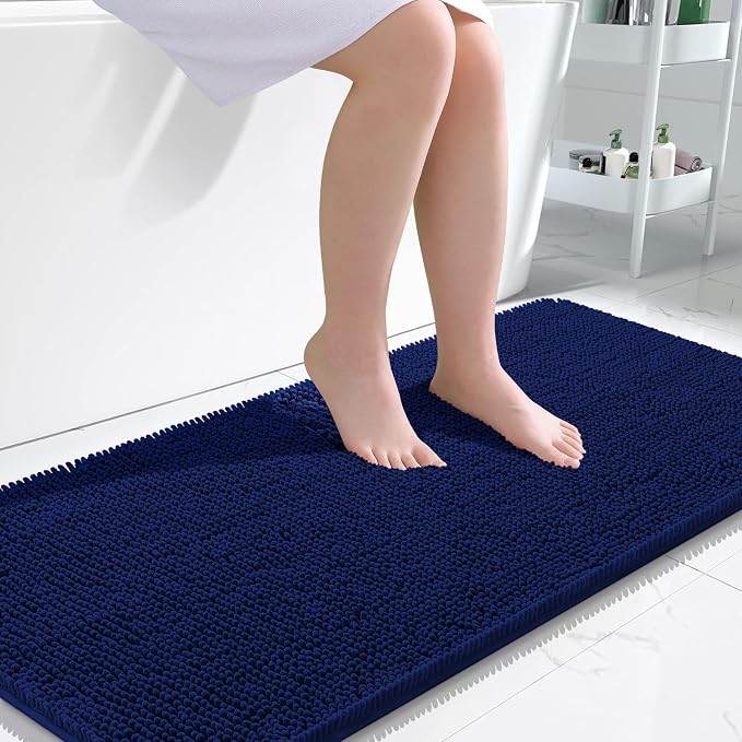 OLANLY Bathroom Rugs 47x24, Extra Soft Absorbent Chenille Bath Rugs, Rubber by OLANLY